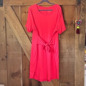 Livi Active Neon orange Short Sleeve Swim Coverup with Tie Waist